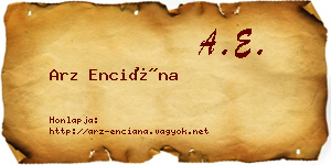 Arz Enciána névjegykártya